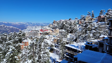 Wintry group of hotel and home stays and cottages.